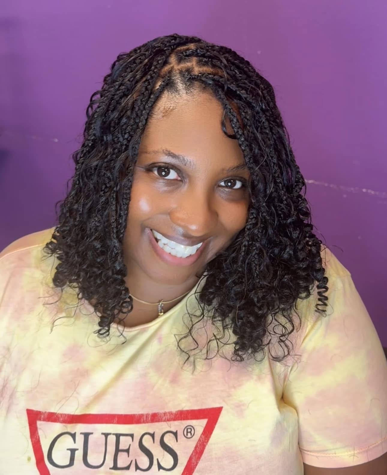 Micro boho braids with wavy ends