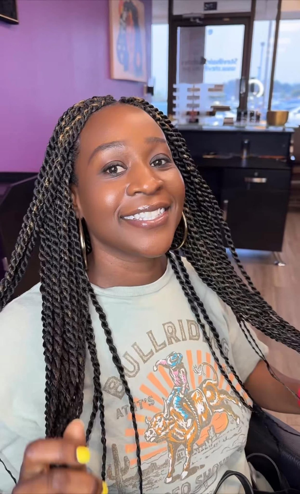 Senegalese twists with honey highlights